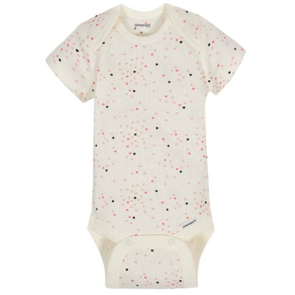 Polka Dot Short Sleeve Onesie - White and Pink - Picture 1 of 2